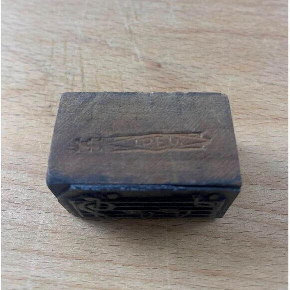 Antique Music Note Wood & Metal Printing Block Stamp Shadow Box Primitive - Picture 4 of 5